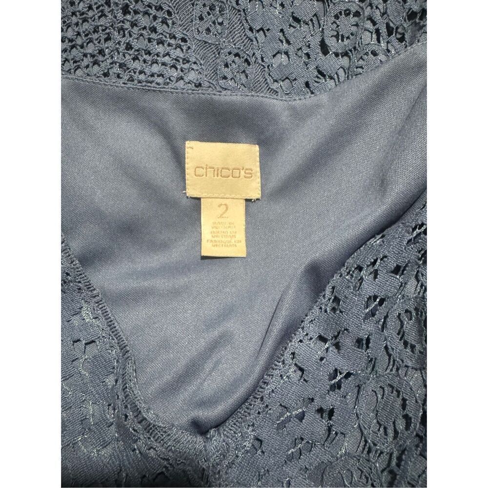 Sleeveless Blue Crochet Maxi Dress - V-Neck - Picture 3 of 8